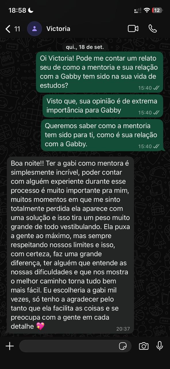 Depoimento de aluno da mentoria 2