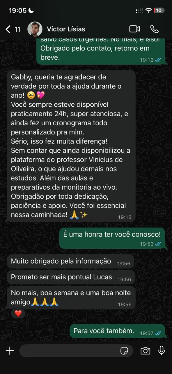 Depoimento de aluno da mentoria 3