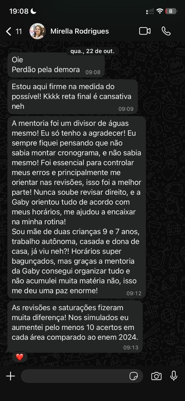 Depoimento de aluno da mentoria 4