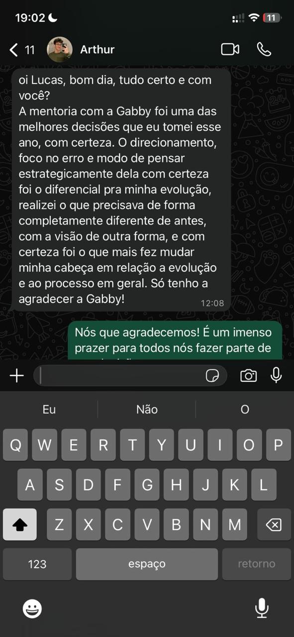 Depoimento de aluno da mentoria 6