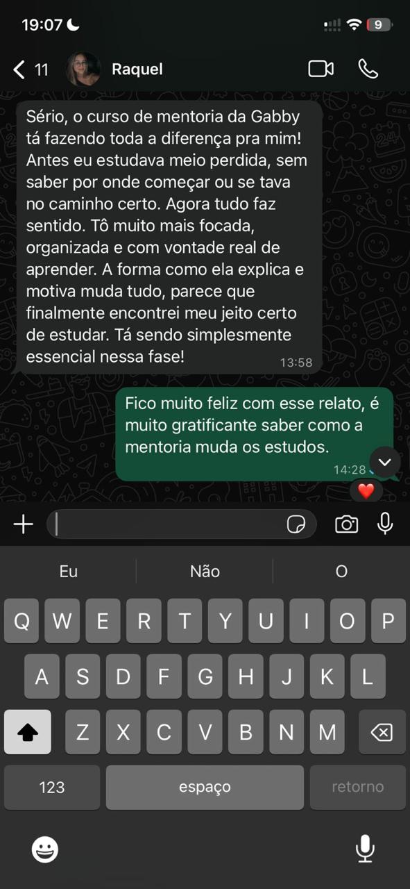 Depoimento de aluno da mentoria 7