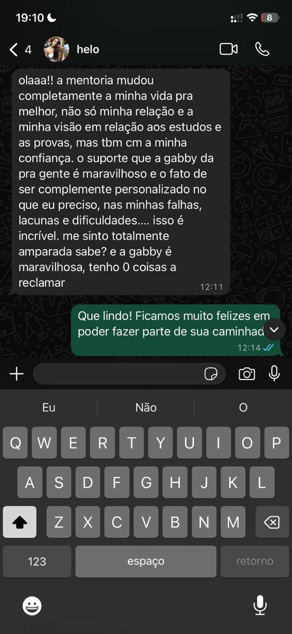 Depoimento de aluno da mentoria 11